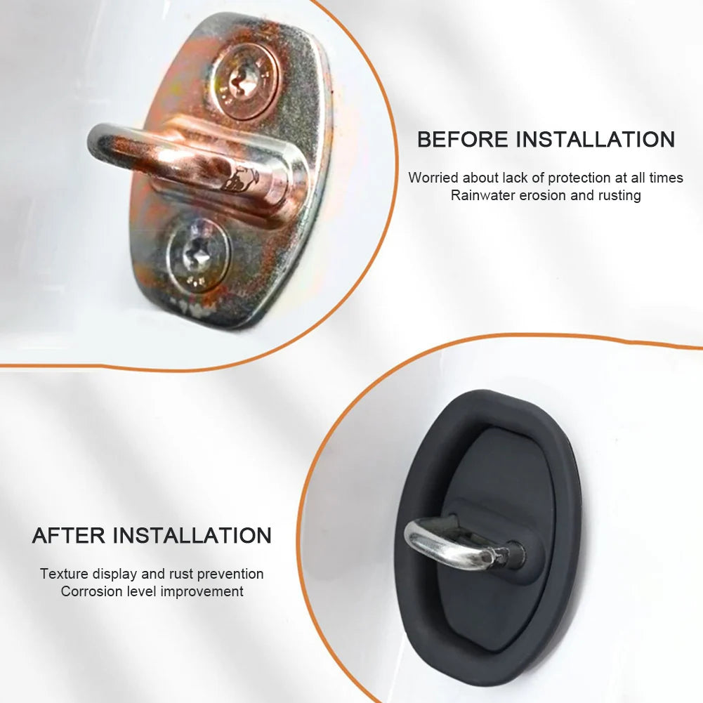 Silicone Door Lock Buckle Protector Car Dustproof Scratch-Resistance Cushion Pad Door Shock Absorber Cushion Silent Accessories