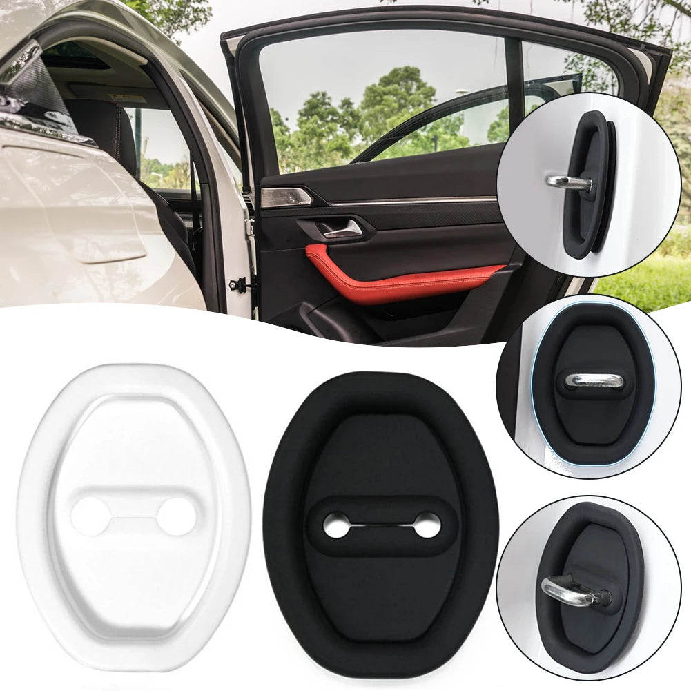 Silicone Door Lock Buckle Protector Car Dustproof Scratch-Resistance Cushion Pad Door Shock Absorber Cushion Silent Accessories